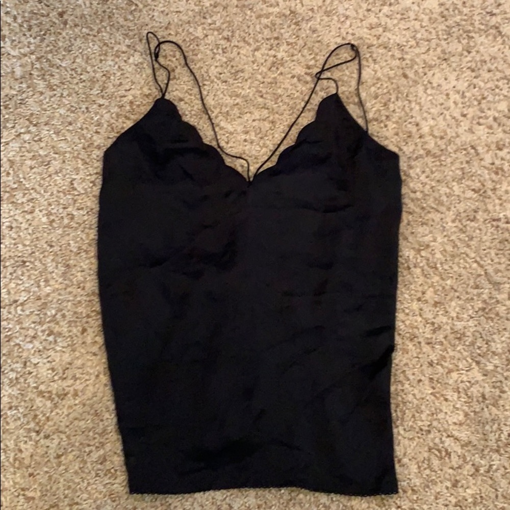 Sexy silk black tank top